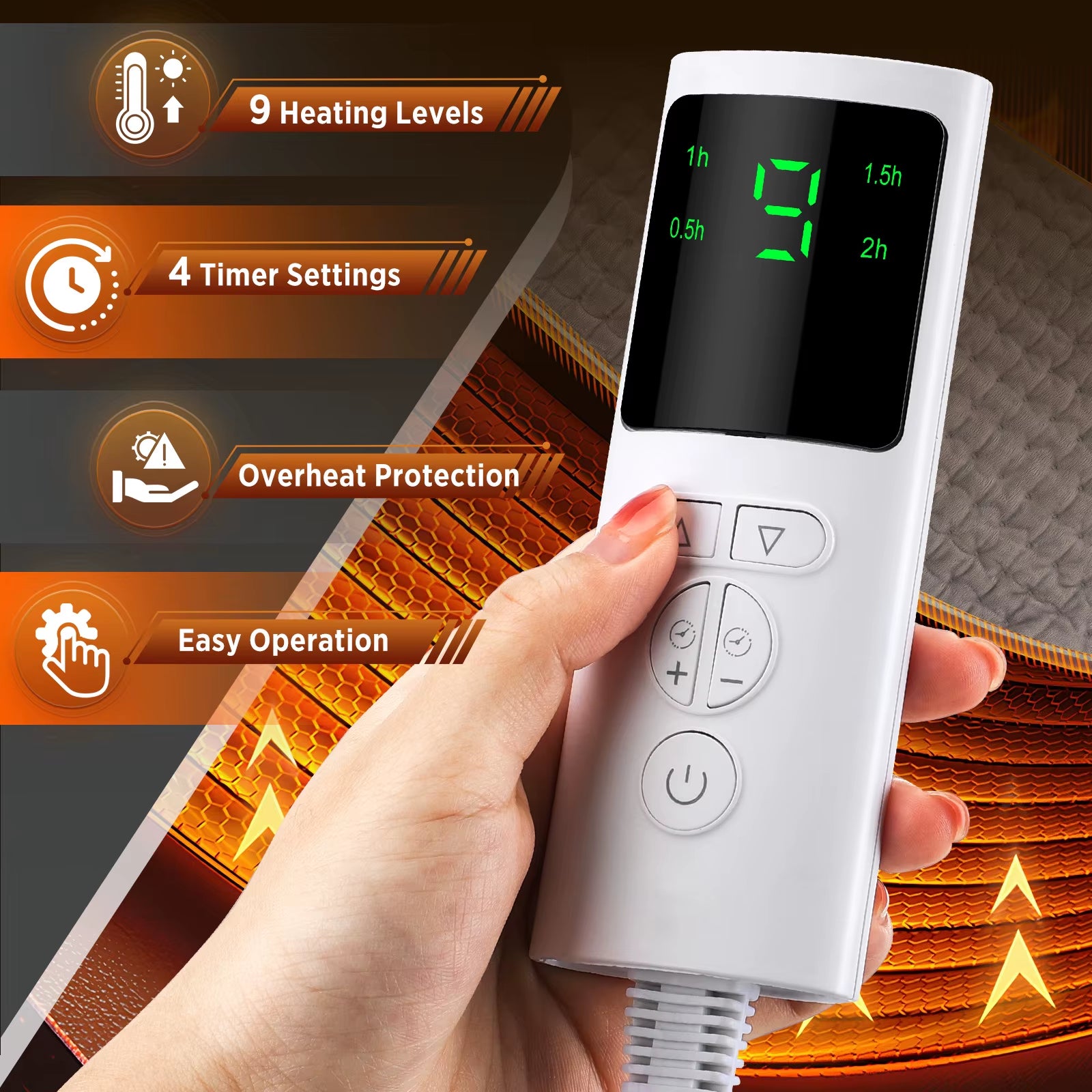 Back Heating Support Belt Electric Waist Brace 9-Level Adjustable Temperature Warm Back Belt Abdomen Warmer Lumbar Support Pad