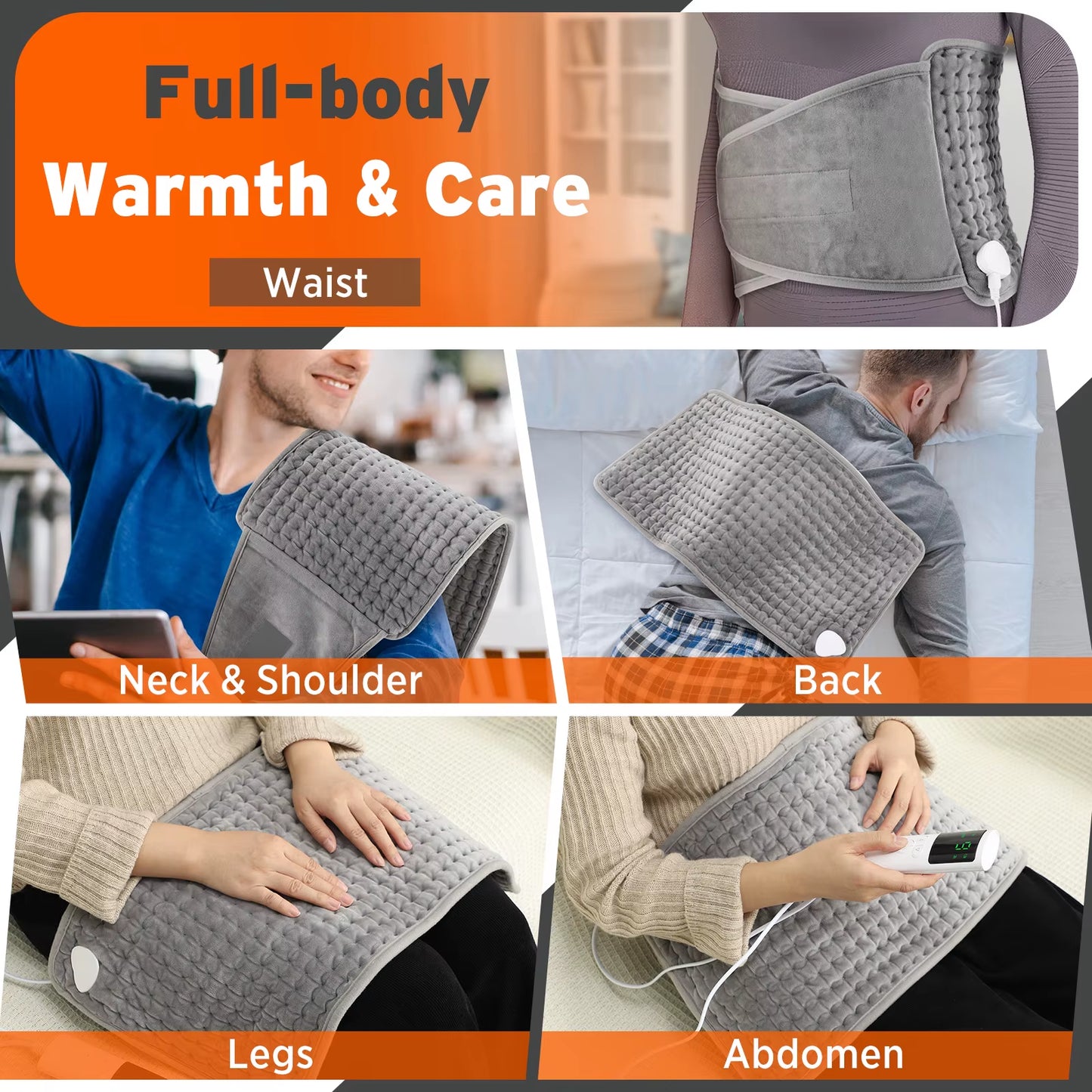 Back Heating Support Belt Electric Waist Brace 9-Level Adjustable Temperature Warm Back Belt Abdomen Warmer Lumbar Support Pad