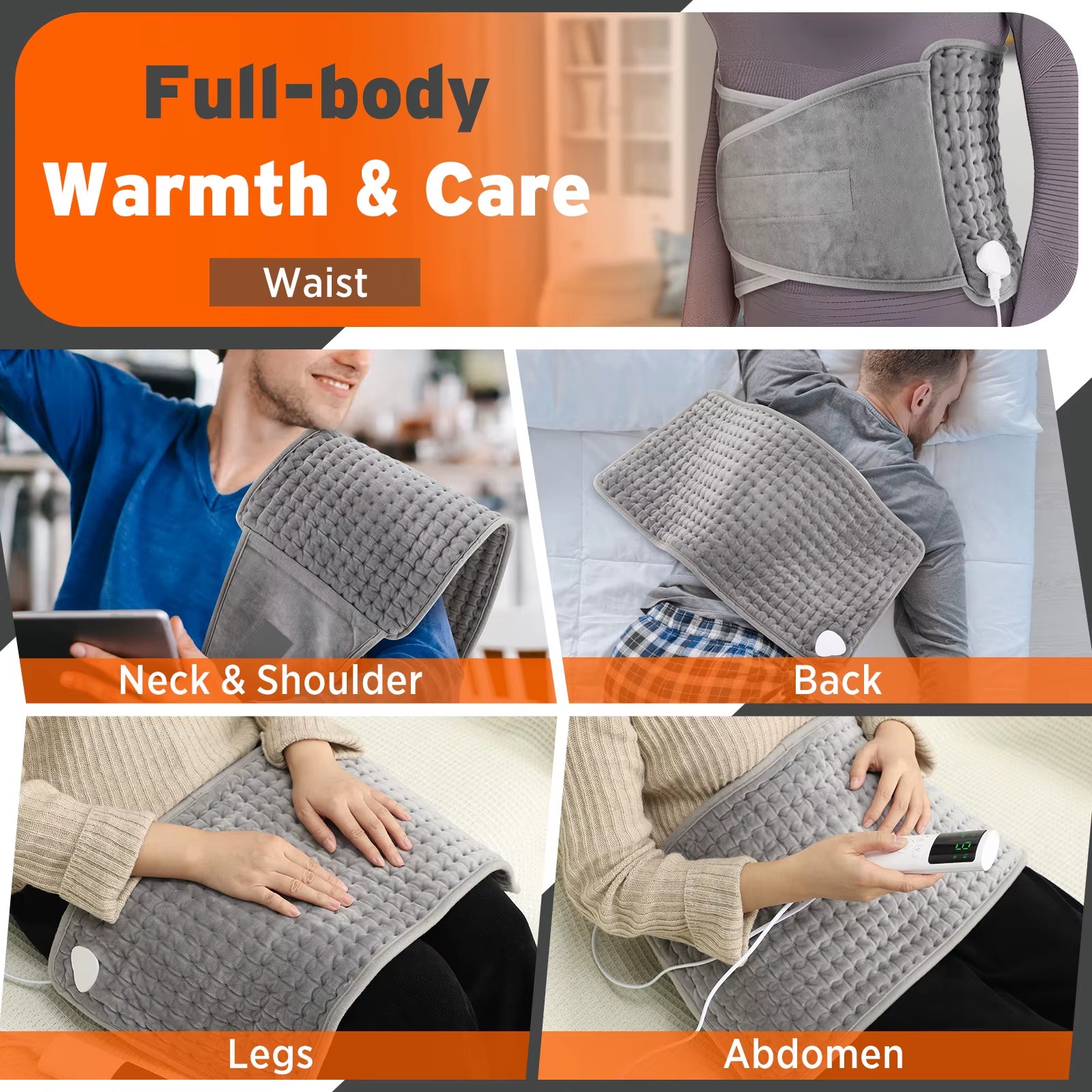 Back Heating Support Belt Electric Waist Brace 9-Level Adjustable Temperature Warm Back Belt Abdomen Warmer Lumbar Support Pad
